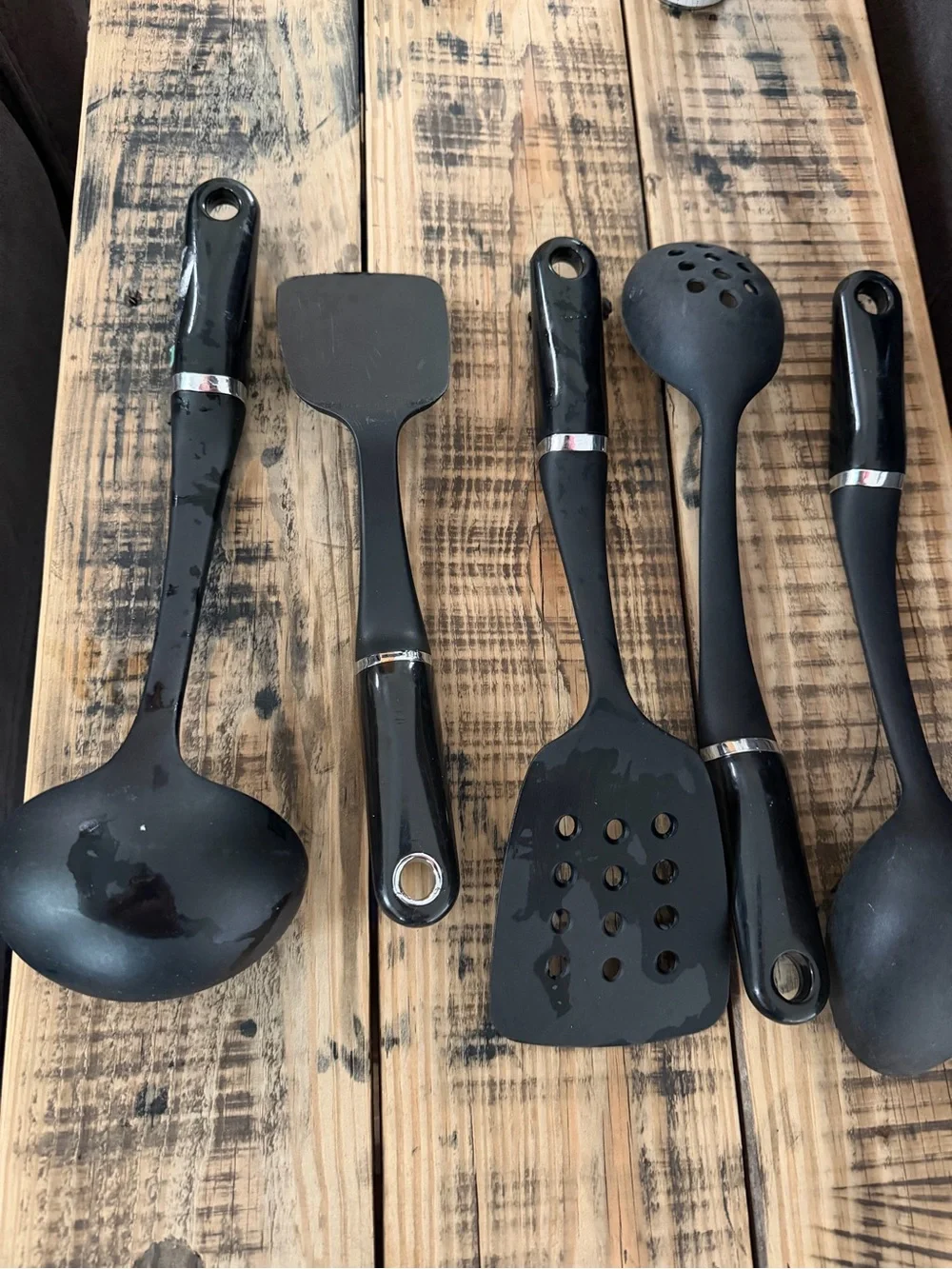 KitchenAid Black Nylon 5-Piece Cooking Utensil Set with Silver Accents